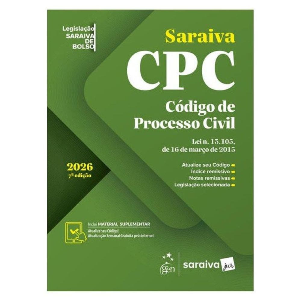 Código De Processo Civil - Legislação Saraiva De Bolso - 7ª Edição 2026