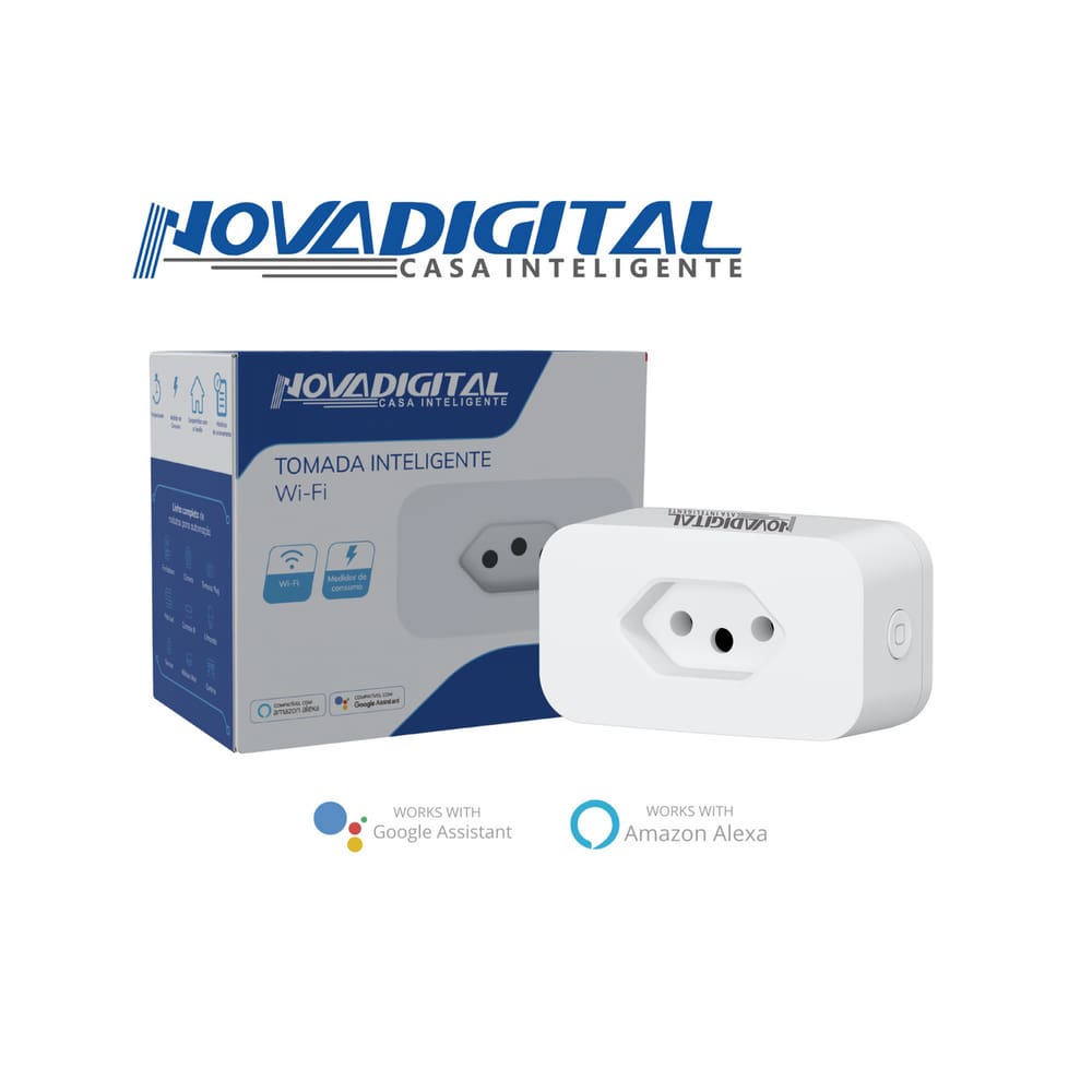 Tomada Wifi Inteligente Com Medidor De Consumo 10A Novadigital - Plug-Br