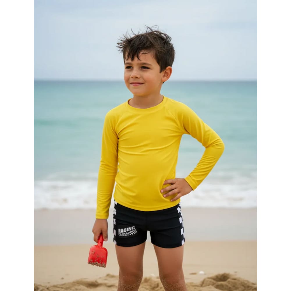 Conjunto Blusa Sunga De Praia Racing Infantil Meninos