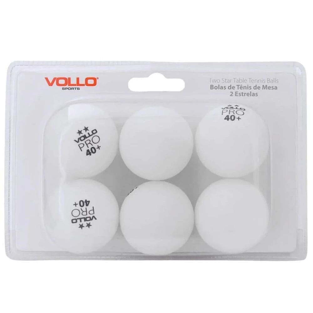 Bola De Tênis De Mesa Vollo Ping-Pong 40mm 2 Estrelas 6 Unidades