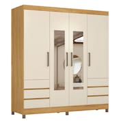 Guarda Roupas Casal com Espelho 4 Portas 6 Gavetas Monaco