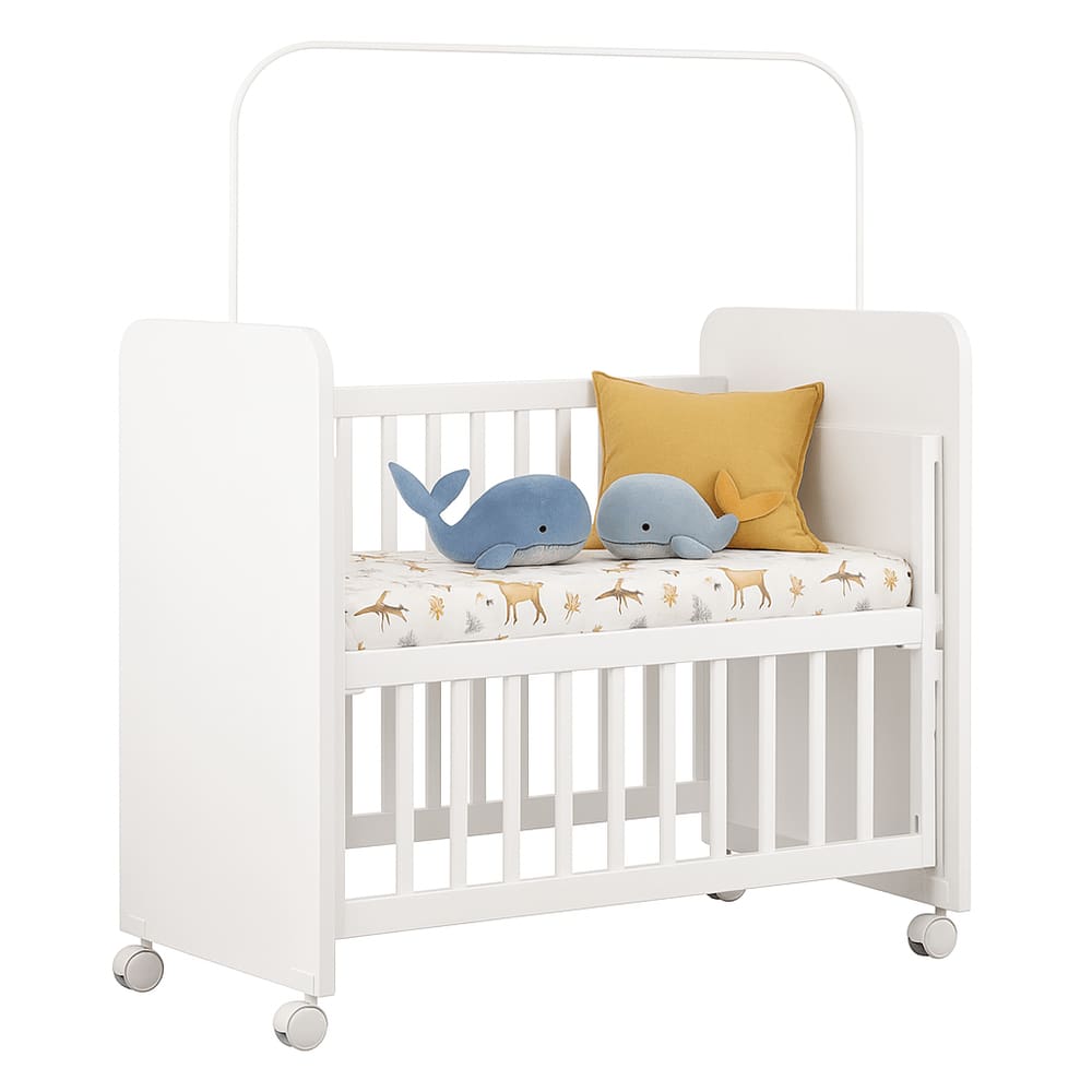 Berço Bedside Doce Encanto Infantil Moises Com Colchão E Grade Móvel