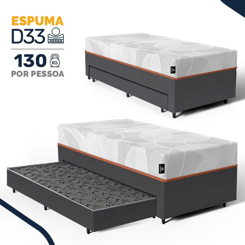 Cama Box com Colchão de Espuma D33 Enrolado Sonno Full - Umaflex + Auxiliar de Molas Solteiro 88cm