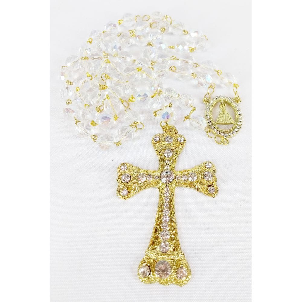 Terço de Noiva Cristal Boreal 10mm Dourado