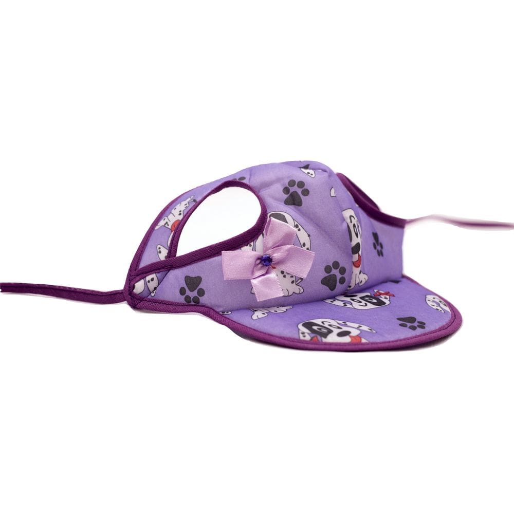 Boné para Cachorro viseira roxo com lacinho lilás tamanho G