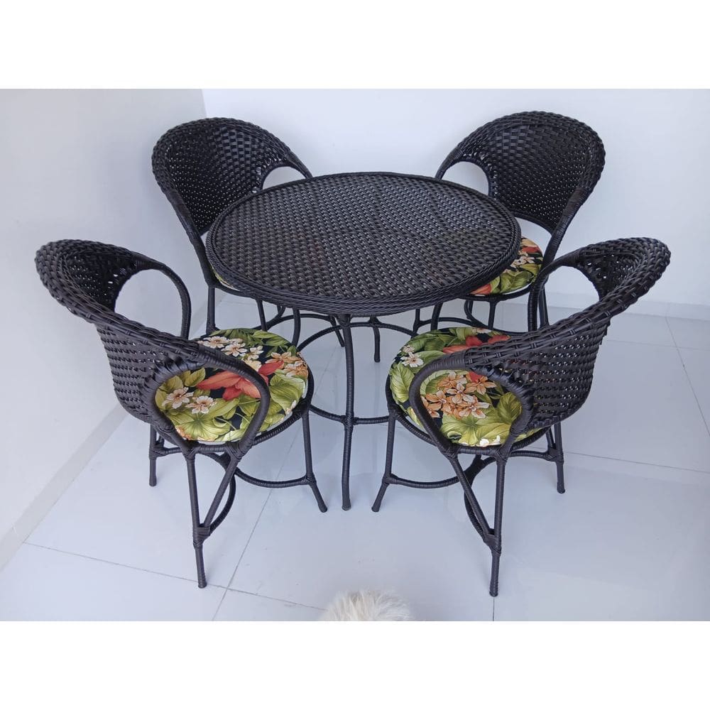 Conjunto de Mesa e Cadeiras em Fibra Sintética Argila