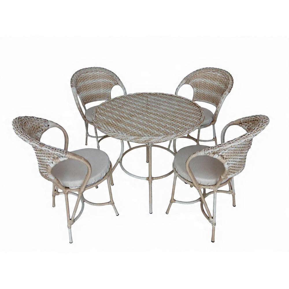 Conjunto De Mesa E Cadeiras Fibra Sintética Área De Laser Fibra Palha