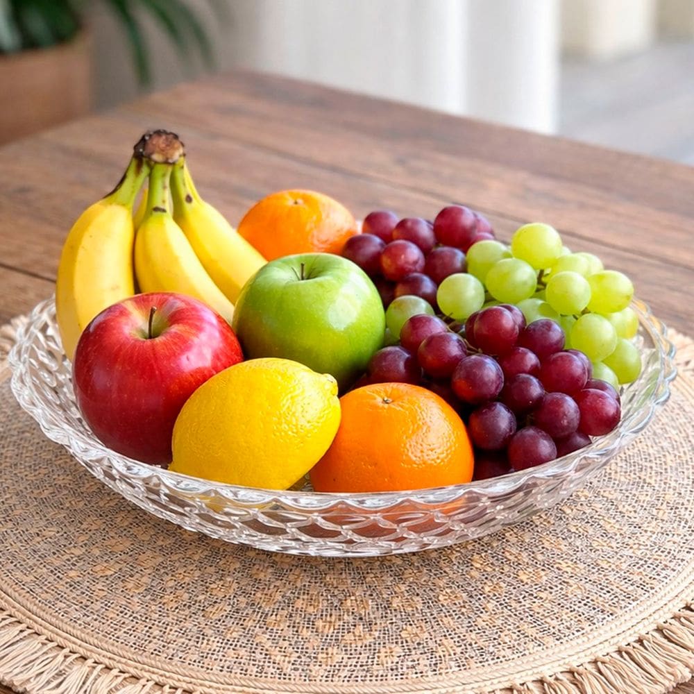 Fruteira Saladeira Vidro Redonda Cozinha Centro Mesa De 30cm