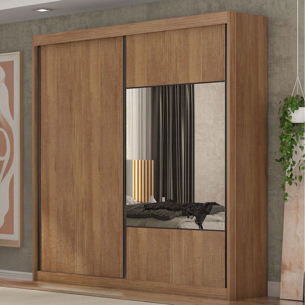 Guarda-Roupa Casal Alpe Devero 2 Portas 6 Gavetas 100% Mdf com Espelho Cumaru - Pnr Móveis