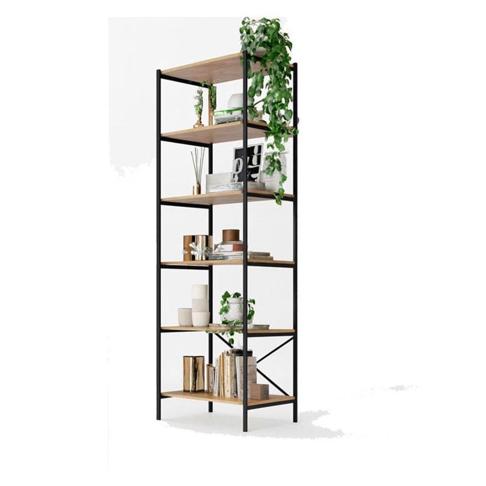 Armário Multiuso Trento 6 Prateleiras Preto Demolição - Artefamol