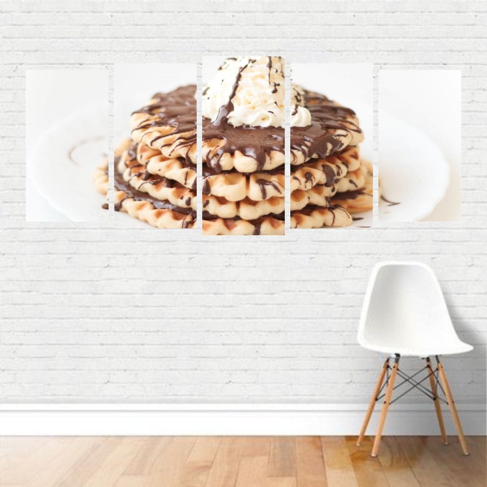 Quadro Alimentos Comidas Waffles Gofre Chocolate Doce Canvas