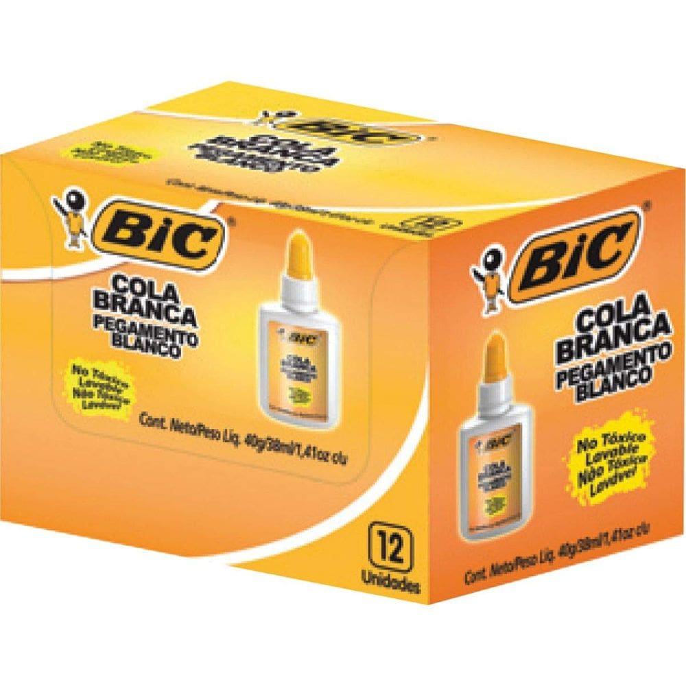 Cola Escolar Branca Lavável 40G - Caixa com 12-  BIC