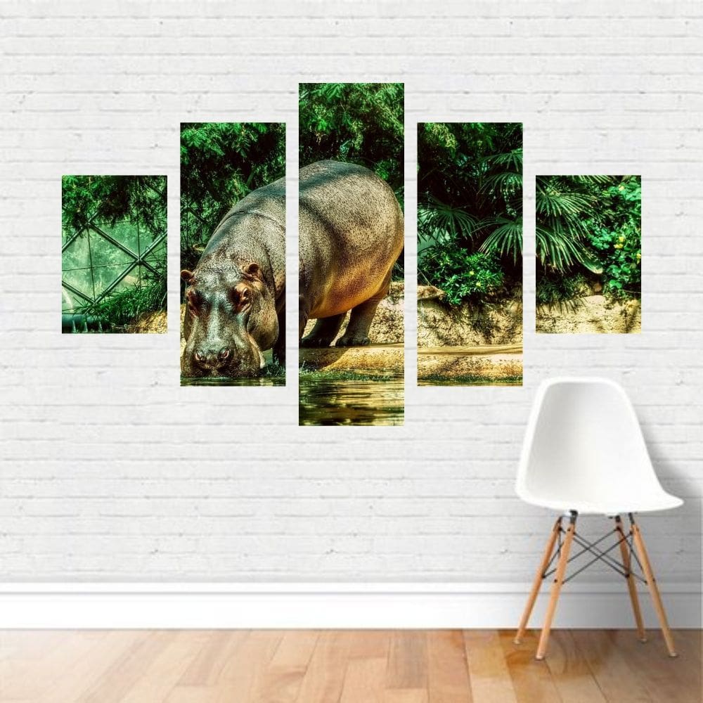 Quadro em tela Canvas  Hipopótamo Comum Herbívoro  110x65