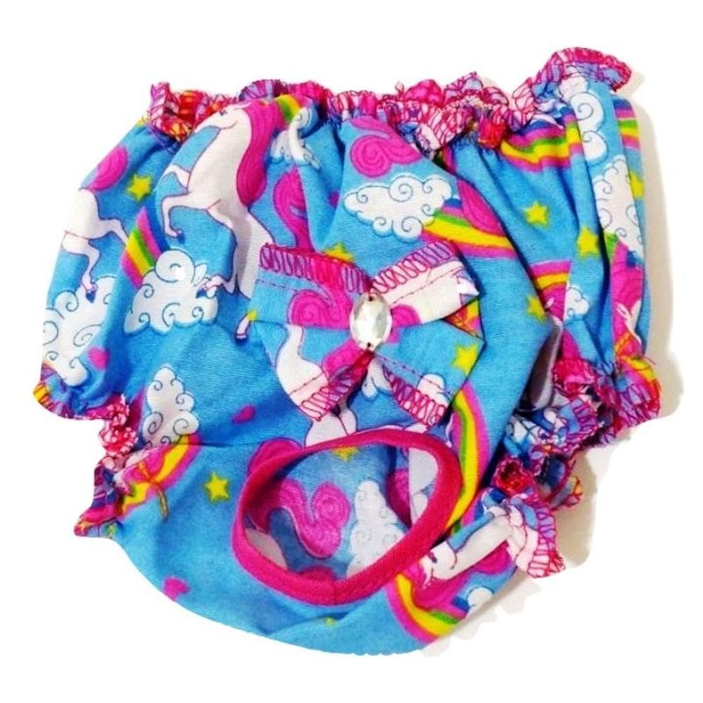 Calcinha de Tecido lacinho estampa unicórnio rosa  tamanho G