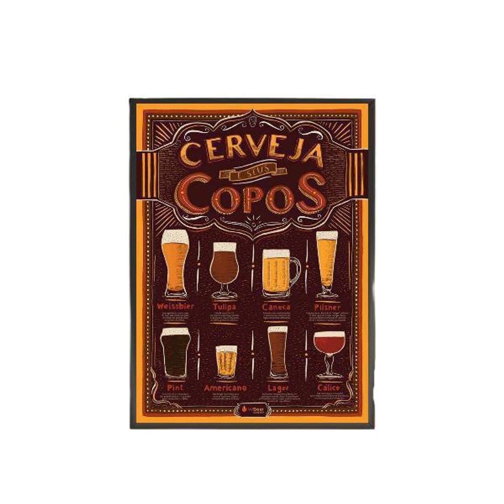 Quadro Decorativo A Cerveja E Seus Copos 34X23Cm