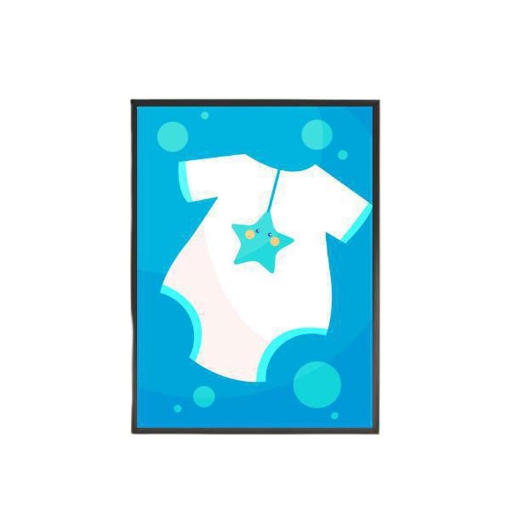Quadro Decorativo Barquinho Body Bebê Azul 34X23Cm