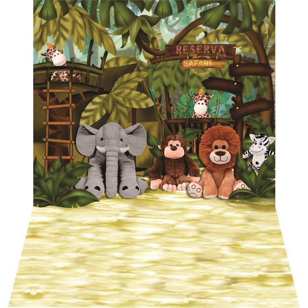 Fundo Fotográfico Newborn Em Tecido Bichinhos De Pelúcia 2,50