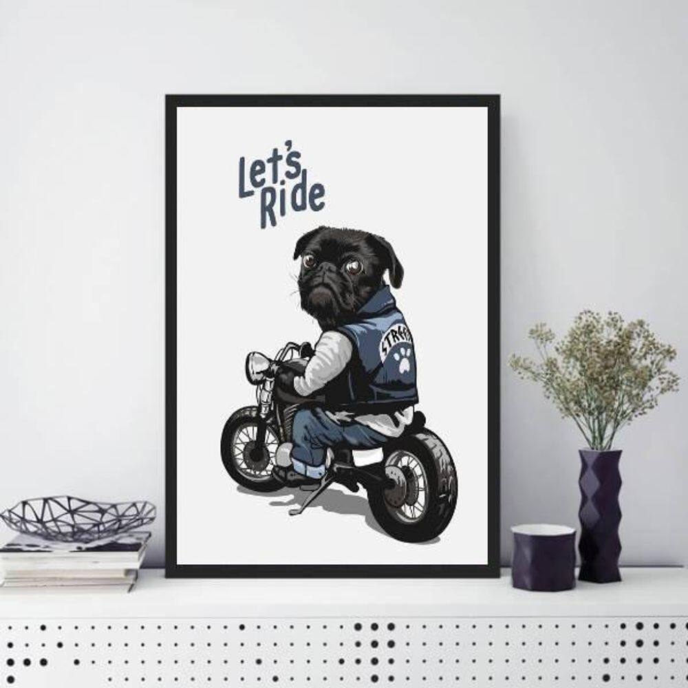 Quadro Decorativo Pug Lets Ride 24X18Cm