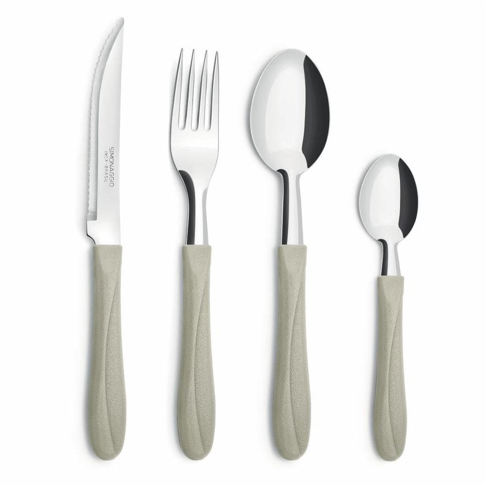 Faqueiro com 25 peças em Pote  Areia