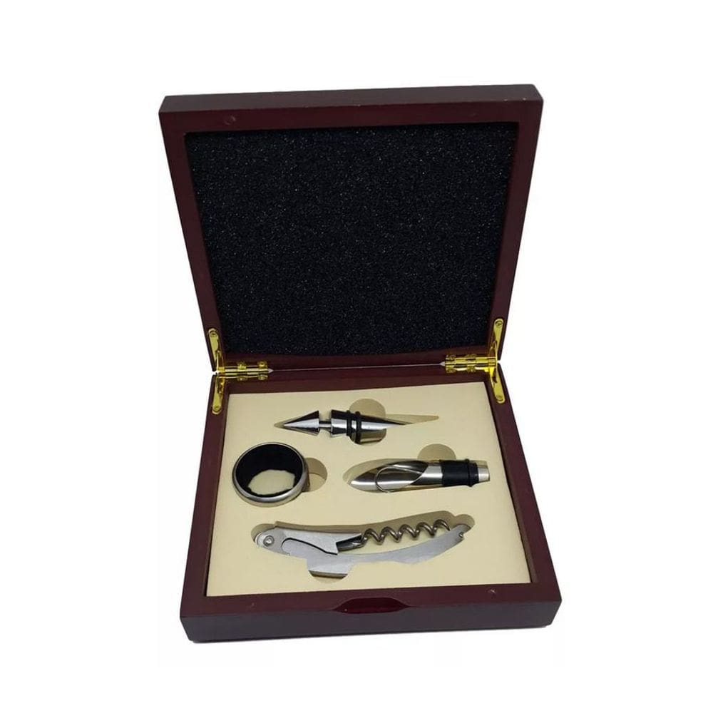 Acessórios Inox Para Garrafa De Vinho Com Caixa