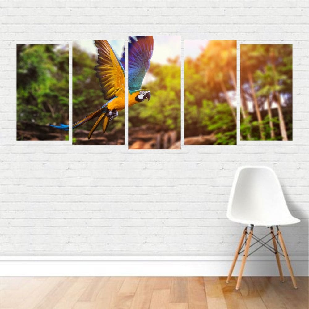 Quadro Animais: Arara Azul Amarela Ave Floresta Canvas