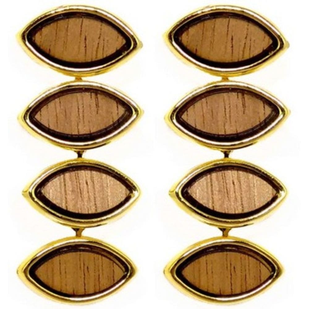 Brinco Folheado a Ouro Modelo Luxo com Detalhes em Madeira