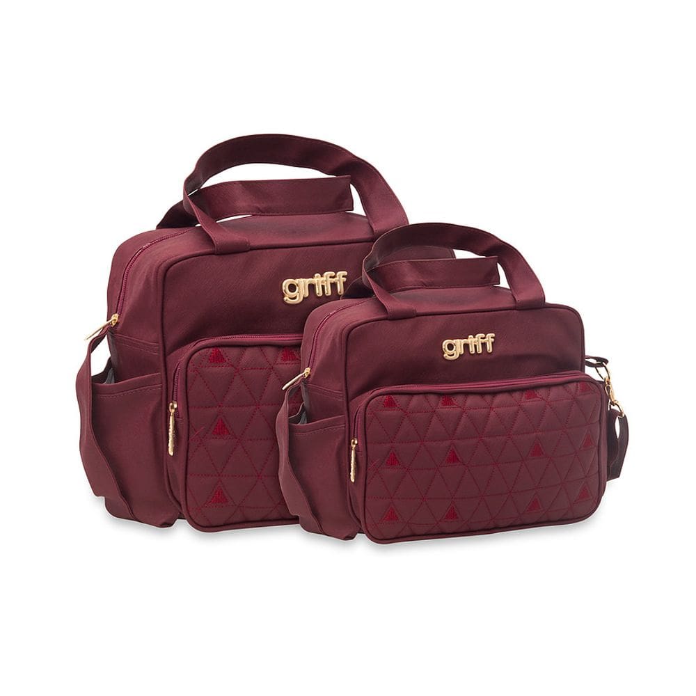 Kit bolsa bebê maternidade vinho griff retrô