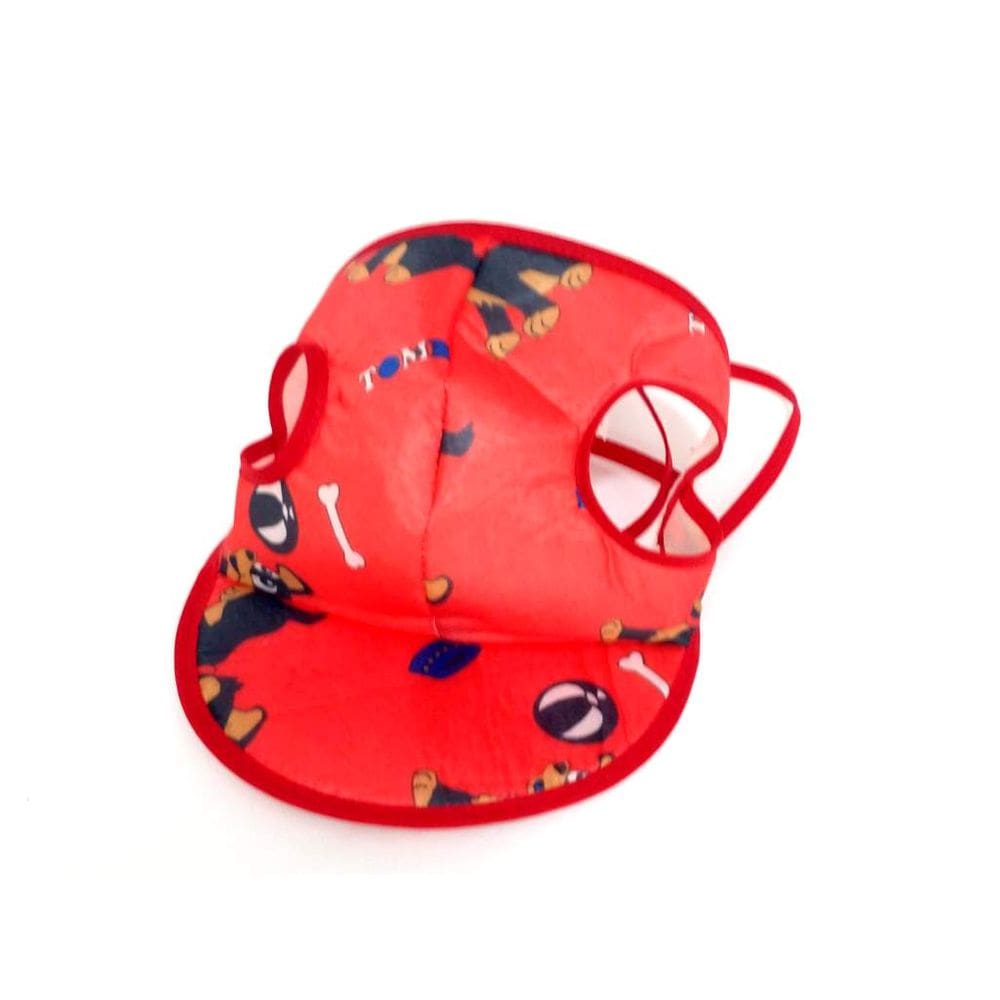 Boné Cachorro viseira vermelha estampada tam G
