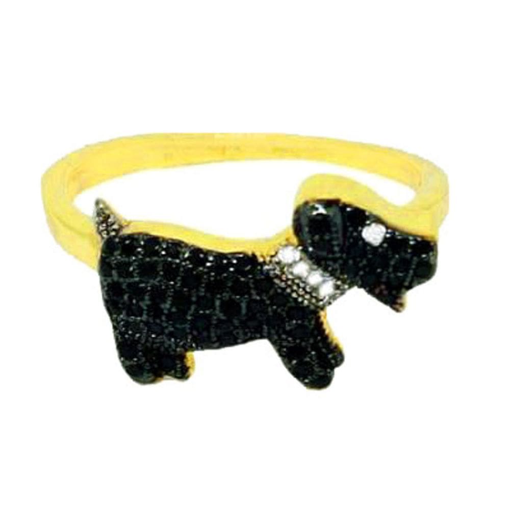 Anel feminino dog cravejado zircônias folheado a ouro Tam:20