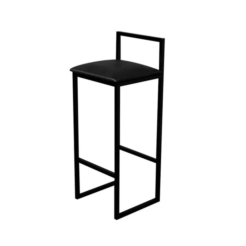 Banqueta Alta Industrial Luna para Bar Bistrô Bancada Assento Corino Cozinha Área Gourmet - Preto