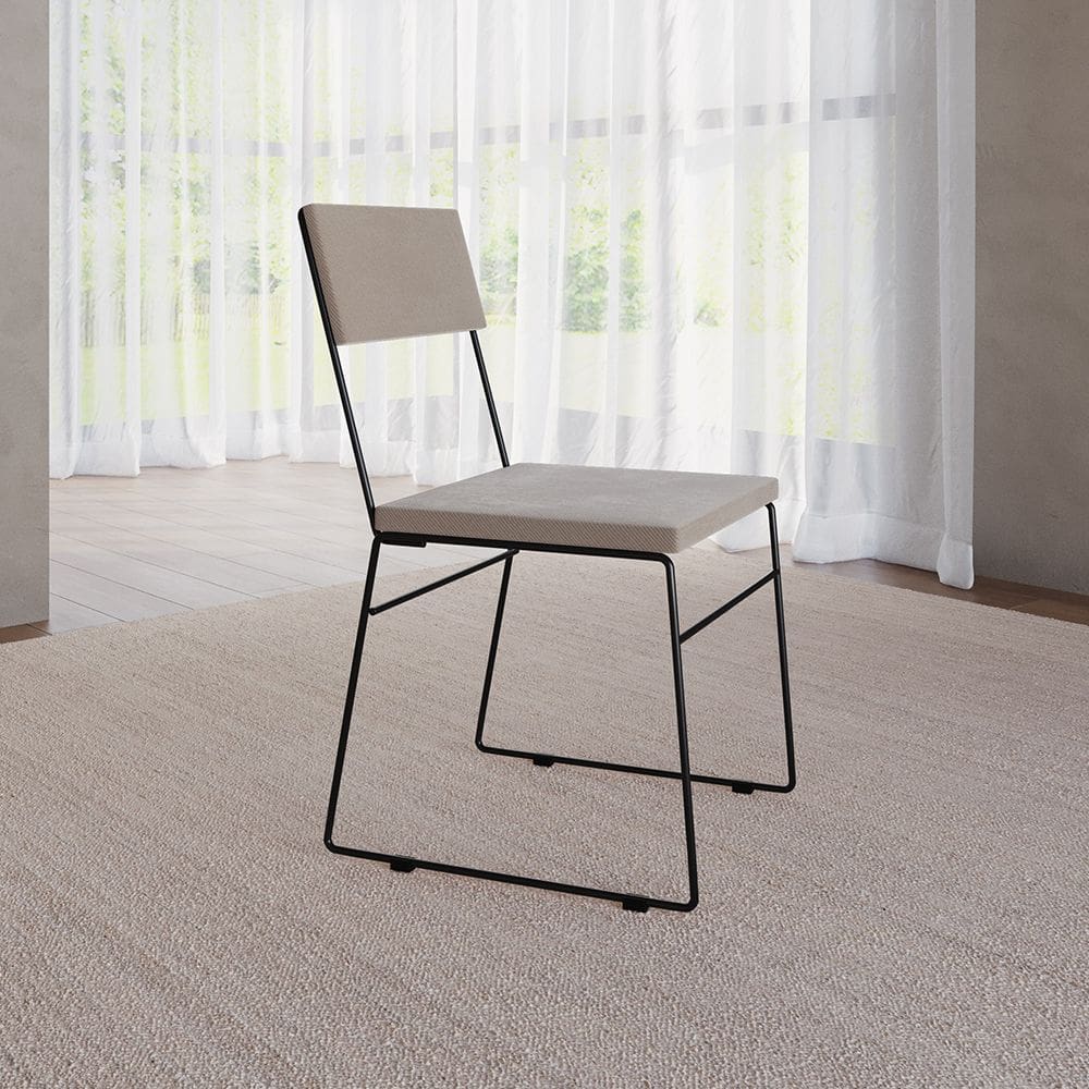 Cadeira de Jantar Estofada Málaga Veludo para Sala de Jantar Cozinha Mesa Conforto - Bege