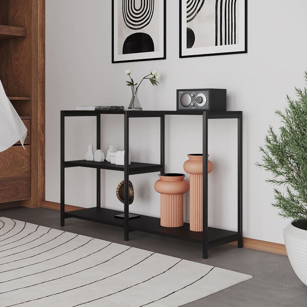 Aparador Console Industrial Artesania 120cm para Sala Hall Entrada Corredor e Decoração - Preto