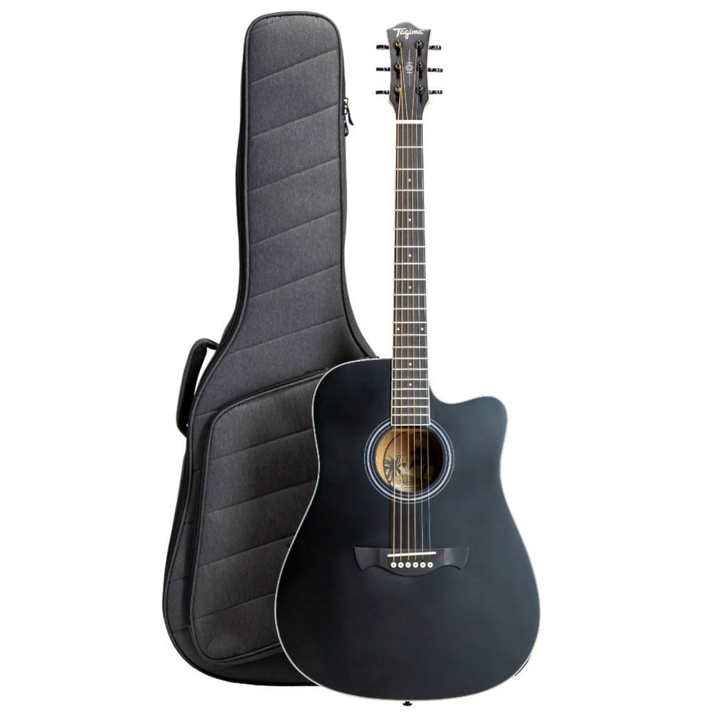 Kit Violão Eletroacústico Tagima Folk Sunset Aço Com Capa + Correia Cabo P10/P10 Capotraste