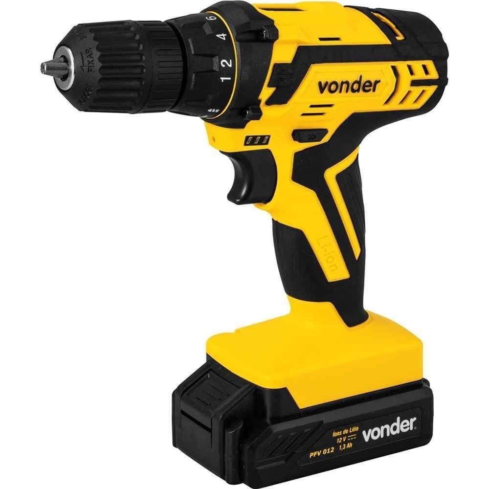 Parafusadeira-furadeira A Bateria, 12 V, Fonte De Carregamento Bivolt Automática, Pfv 012 Vonder.