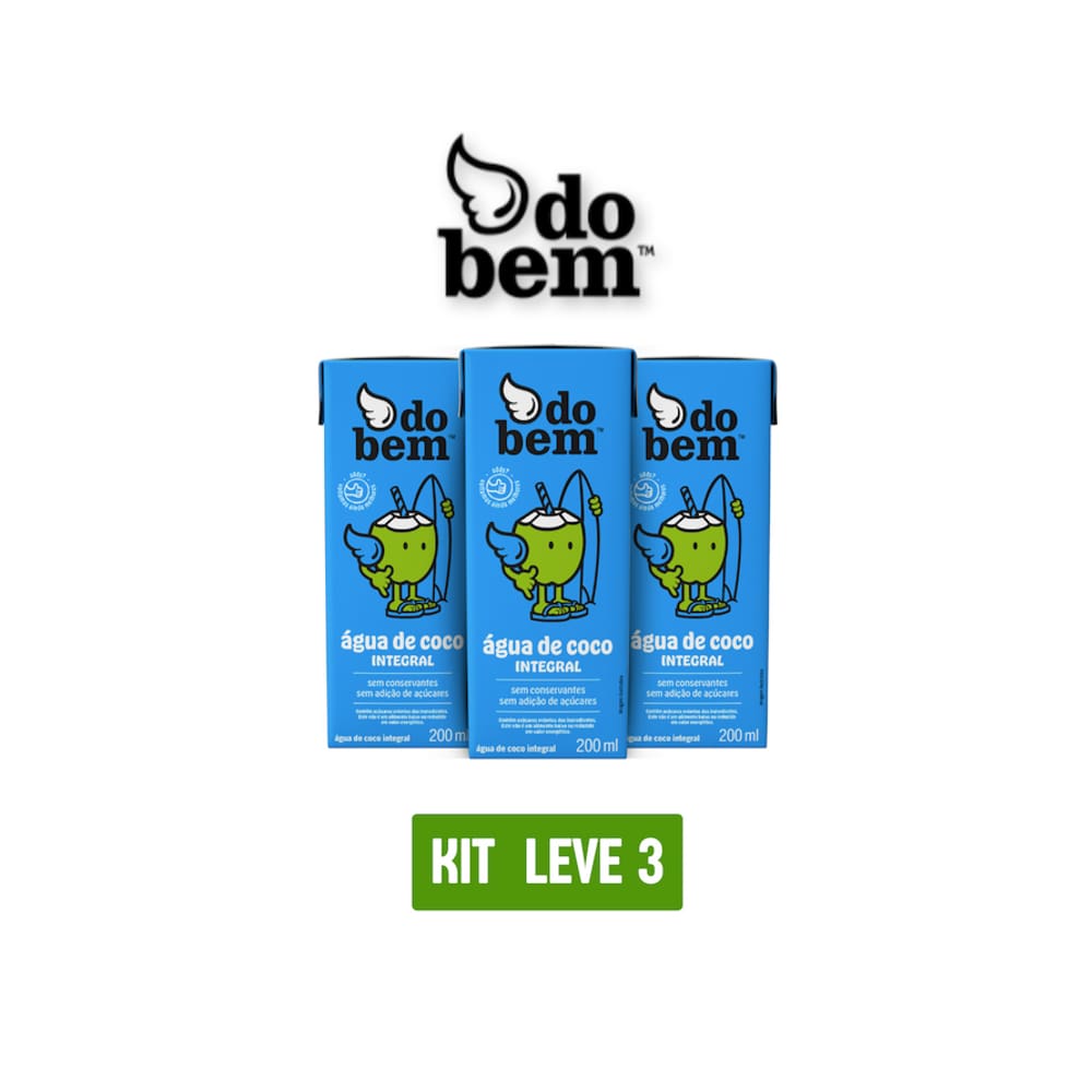 Aguá De Cocô Integral Do Bem 200Ml - Kit 3 Unidades