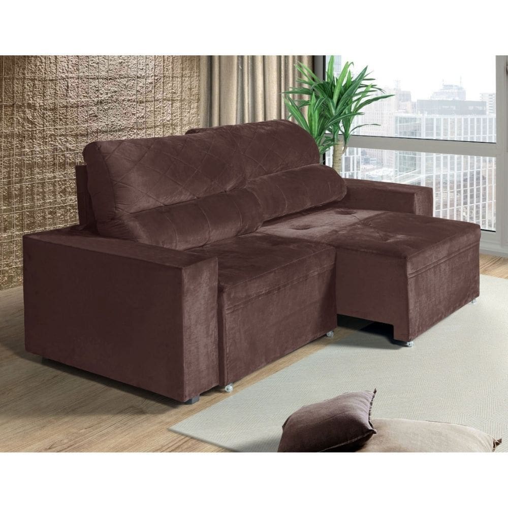 Sofa 3 Lugares Retratil Reclinavel 210cm Veludo Austria New Berflex Estofados