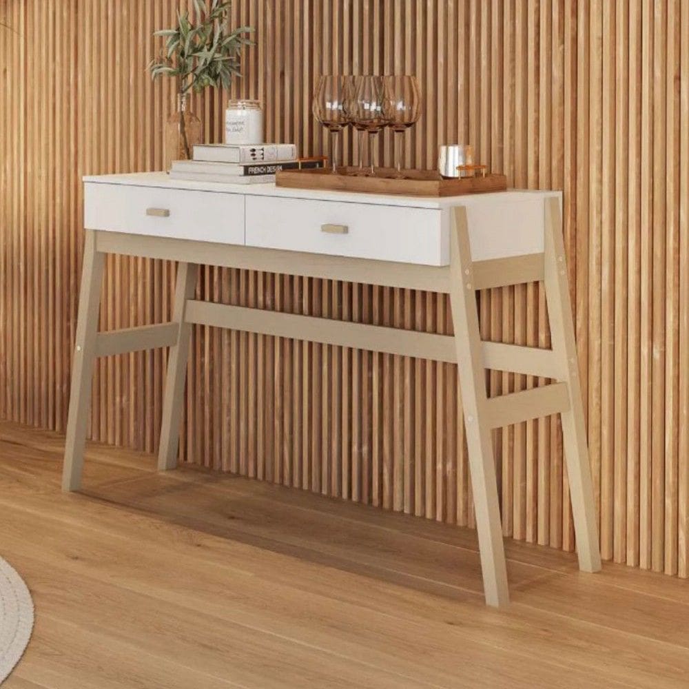 Aparador Premium 2 Gavetas Branco/Naturall - Tebarrot