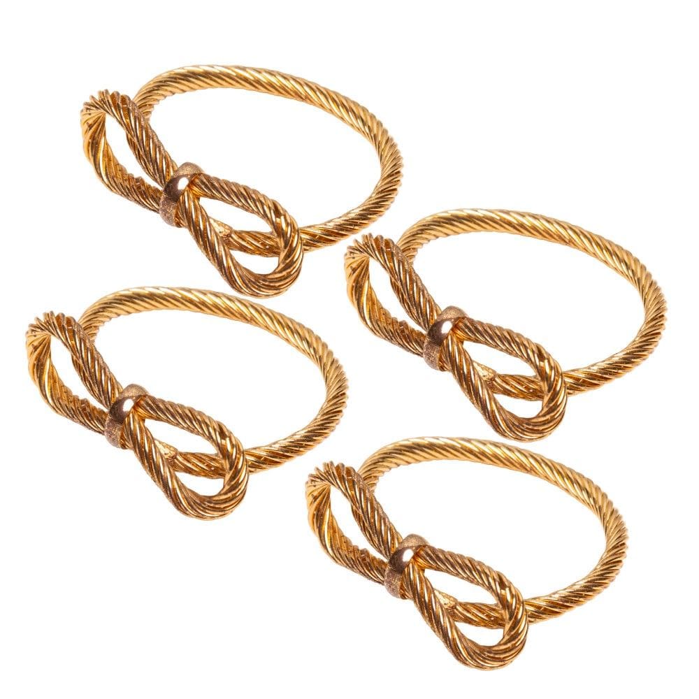 Conjunto 4 Anéis para Guardanapos Laços Metal Dourado Wolff