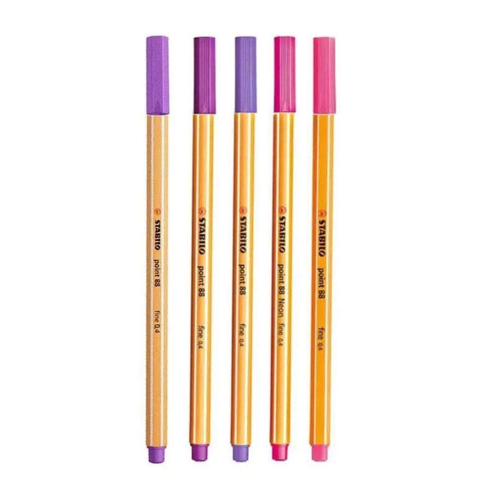 Caneta Fineliner 0.4mm Point 88 5 Tons de Rosa e Roxo - Stabilo
