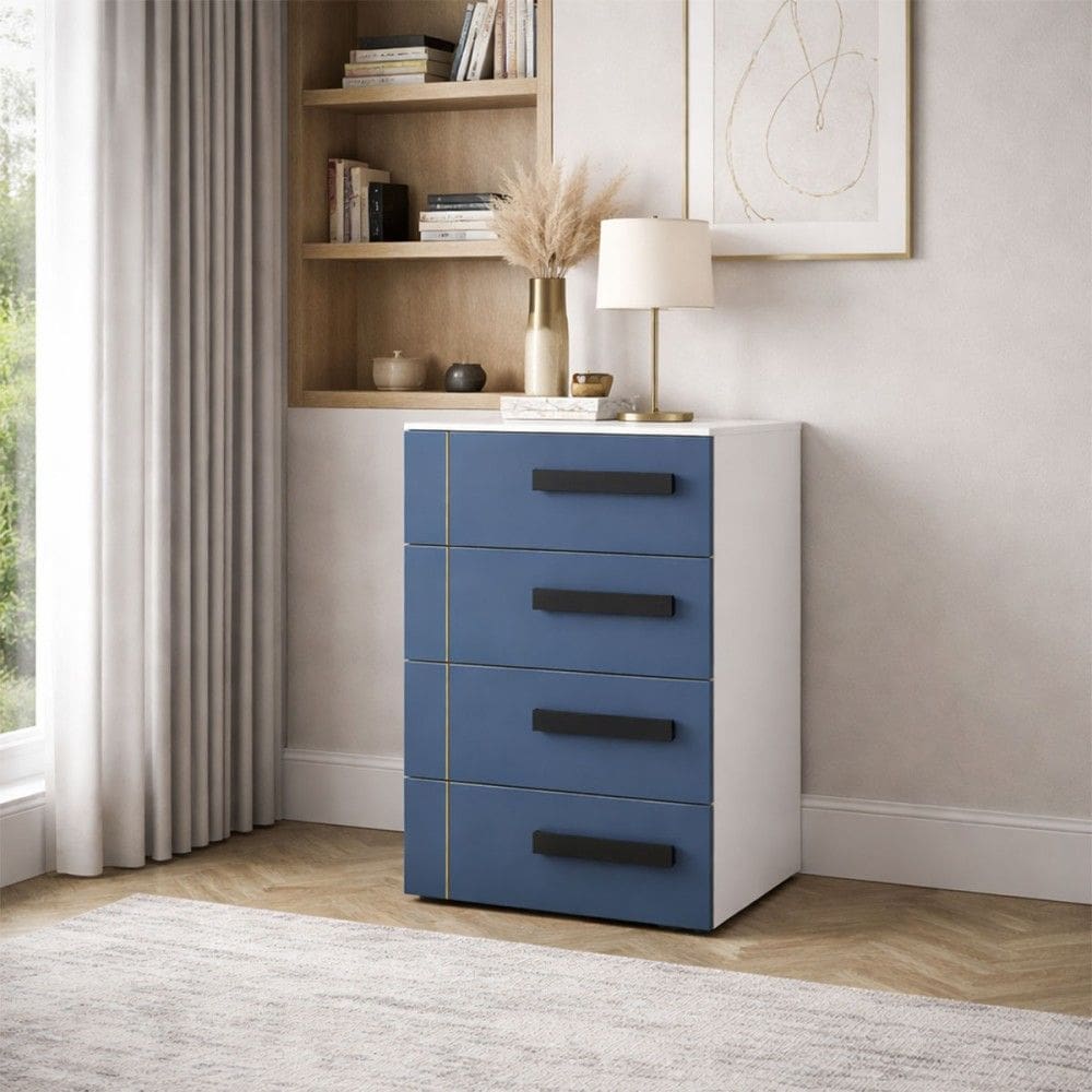 Gaveteiro Lisboa 4 Gavetas Azul/Branco - Politorno