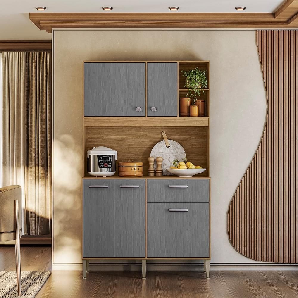 Armário de Cozinha Compacto Liv 5 Portas 1 Gaveta com Nicho Decorativo 1,20m