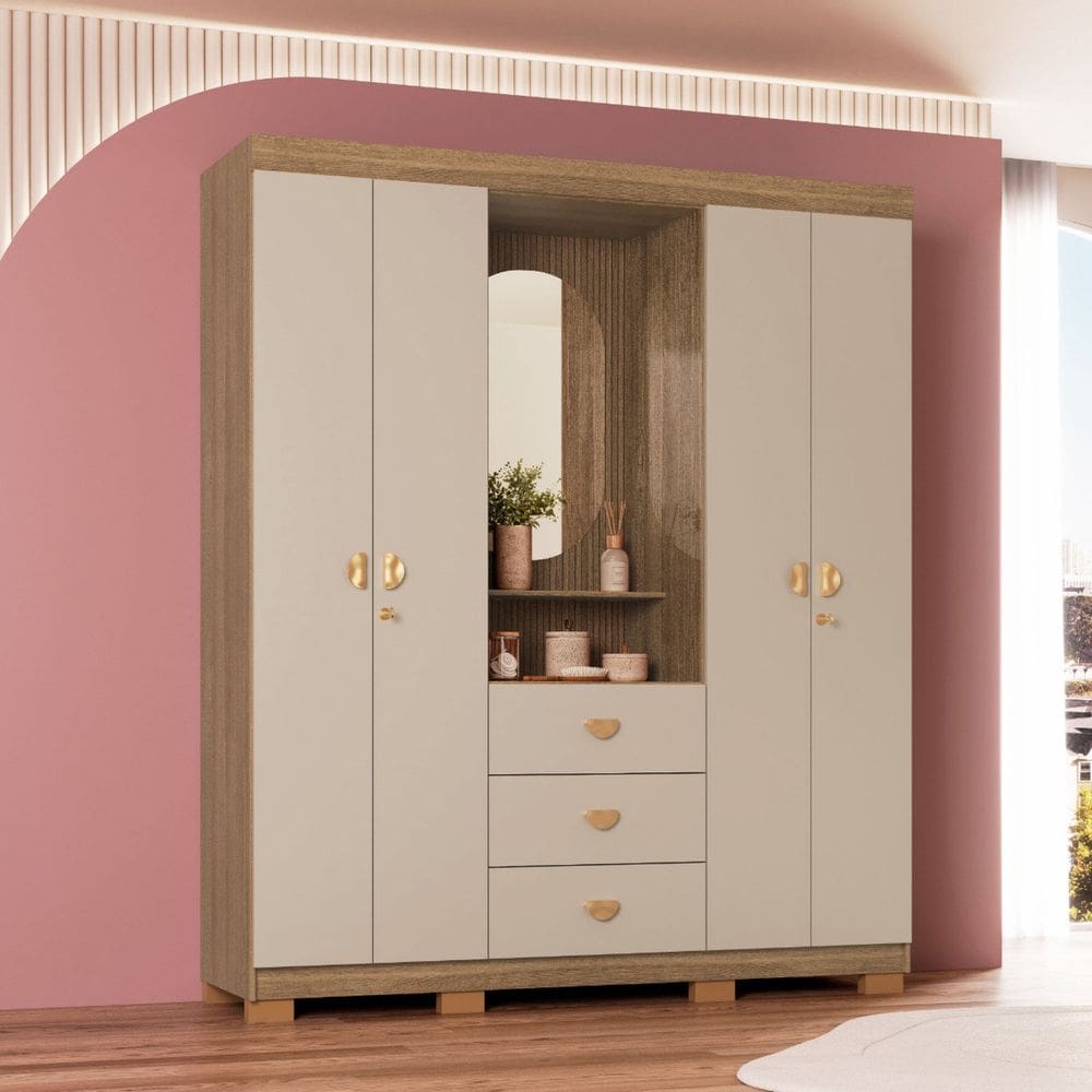 Guarda-roupa de Solteiro Capelinha Aurora Marrom/Cinza