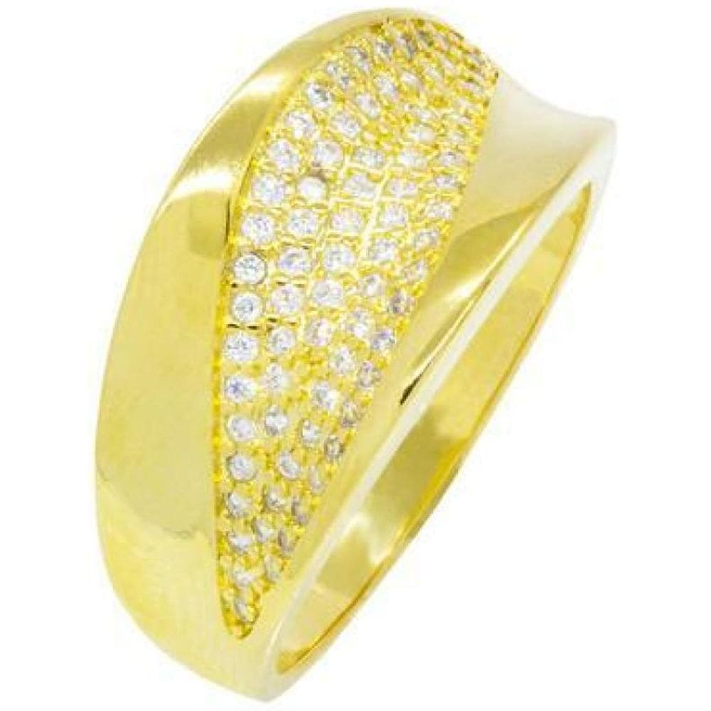 Anel Mercedes Com Zirconias Brancas Folheado A Ouro Tam25