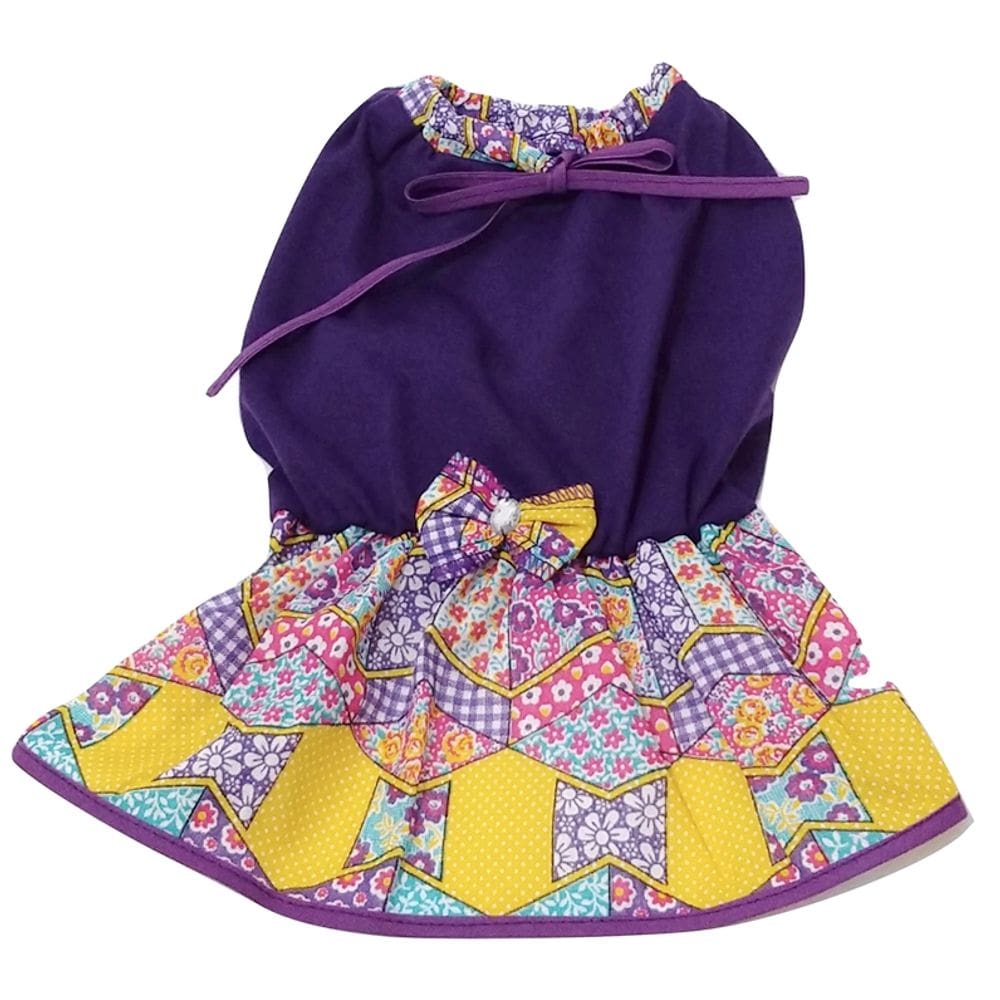 Vestido para Cachorro em malha com lacinho lilás tamanho M