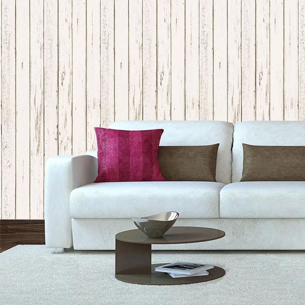 Papel De Parede Madeira Tabua Branco Envelhecido Autocolante