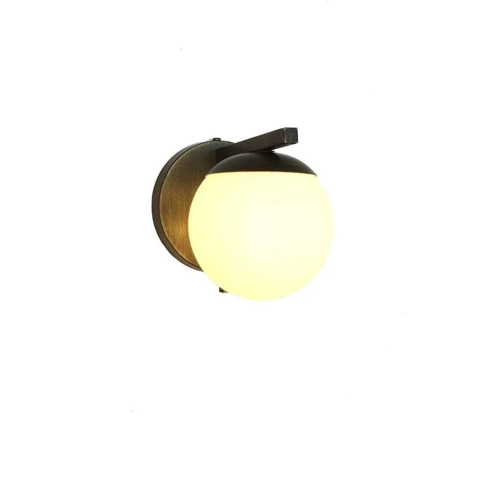 Kit 2 Arandela Bola Vidro Branco Moderna Metal Ouro Velho