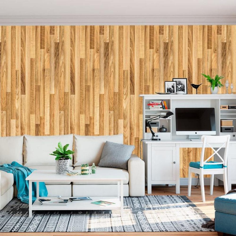 Papel De Parede Ripa Madeira Freijó Tons Claro Adesivo Sala
