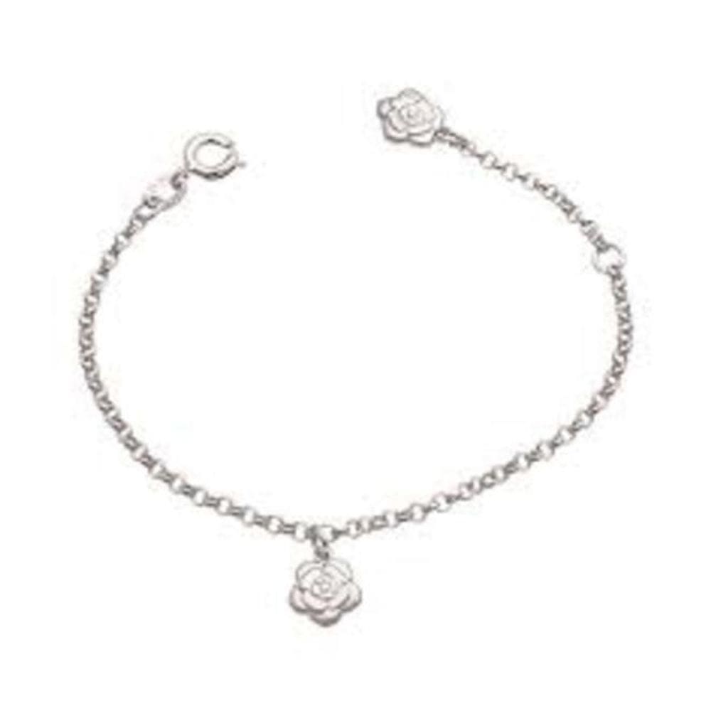 Pulseira Prata Com 2 Carmelia 7.5Mm  12Cm + 2Cm Alongador