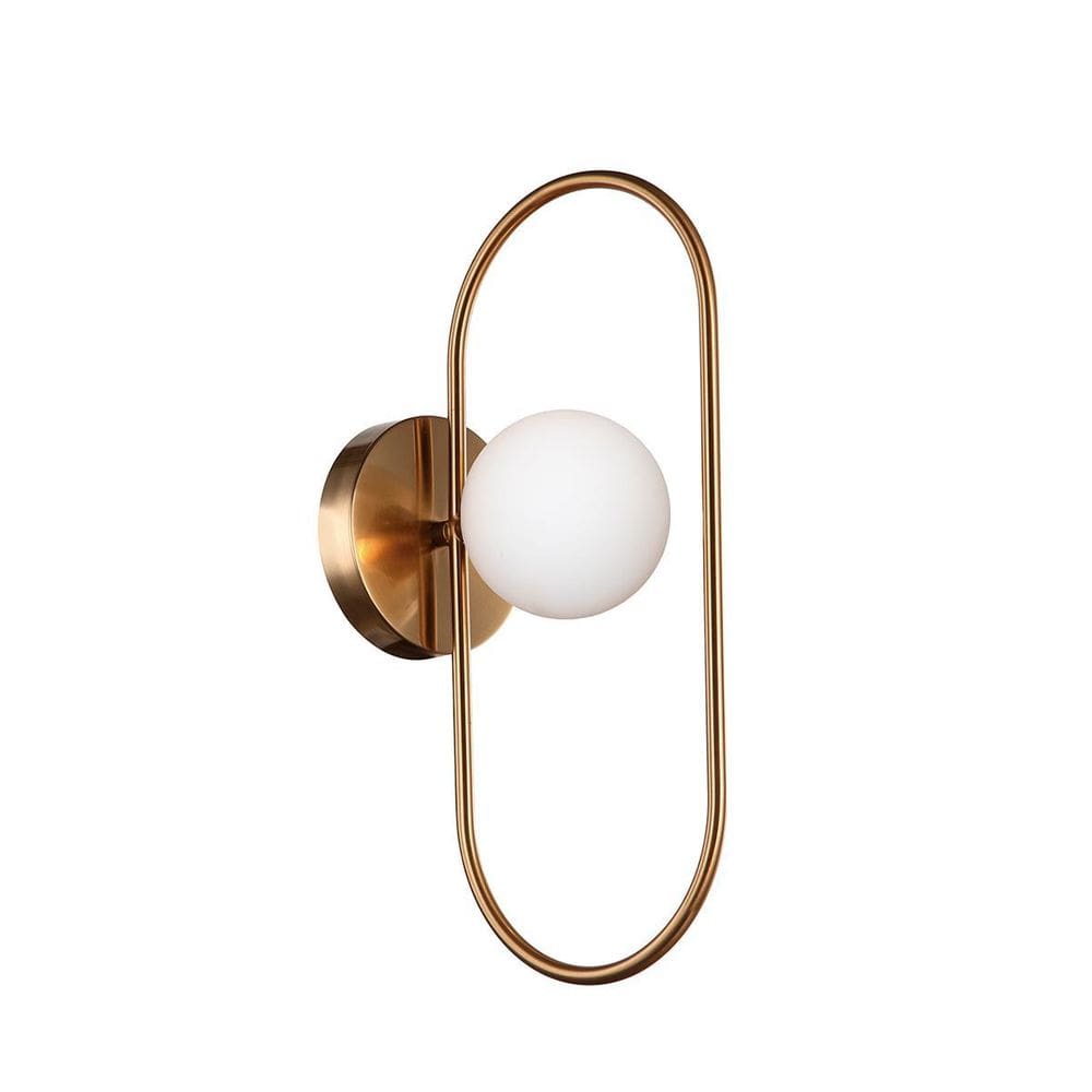Arandela Interna Oval Bronze Globo Vidro Branco Escada Ace70