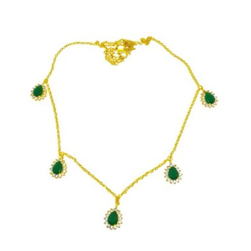 Colar com Pedras Esmeralda Folheado a Ouro 18k